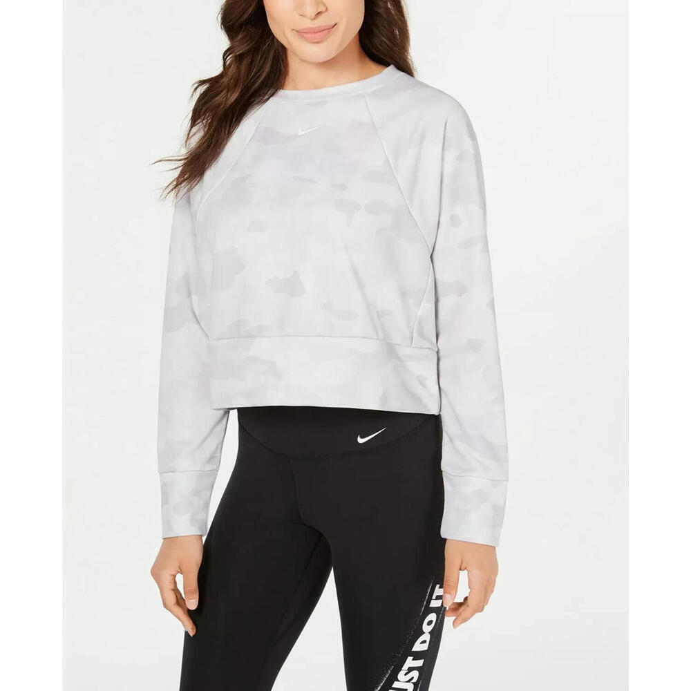 Nike Women's Dri-FIT Wolf Grey Camo Training Top (CJ7746-010) Size L - Picture 3 of 6